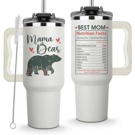 PRICES MAY VARY. Mama Bear Cups: The Mama Bear Cups transcend typical drinkware, embodying love and appreciation. As one of the coolest mom birthday gift ideas, this tumbler is not only among the best mother gifts but also a perfect good gift for mom. Whether you're celebrating with a momma cup, or mommy cup, this versatile tumbler makes an ideal gift for mama. It's also a thoughtful choice for those looking for mama bear gifts for mom or a mom nutrition facts tumbler. Each sip is a reminder of Mom Mug Ideas, Mama Bear Tumbler, Mom Birthday Gifts, Bear Cup, Mommy Gift, Gifts Mom, Best Gifts For Mom, Tumbler With Handle, Cool Mom