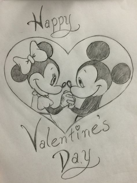 Happy Valentines Day Valentines Day Drawings, Mickey And Minnie, Happy Valentines, Drawing Ideas, Happy Valentines Day, Valentine's Day, Valentines Day, Valentines, Drawings