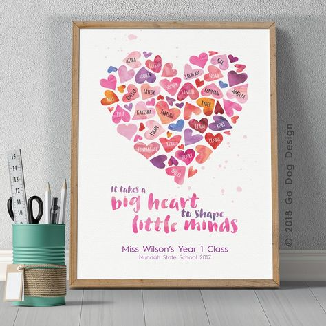 Watercolour Heart, Teacher End Of Year, Heart Printable, Teachers Day Gifts, Class Gift, Watercolor Heart, Teacher Printable, Purple Watercolor, End Of Year