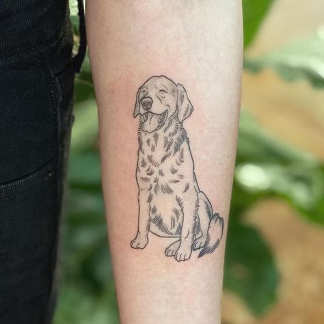 Golden Retriever Outline, Golden Retriever Tattoo, Retriever Tattoo, Gorgeous Tattoos, Elegant Tattoos, Dog Tattoo, Ink Sketch, Dog Tattoos, Tattoos Ideas