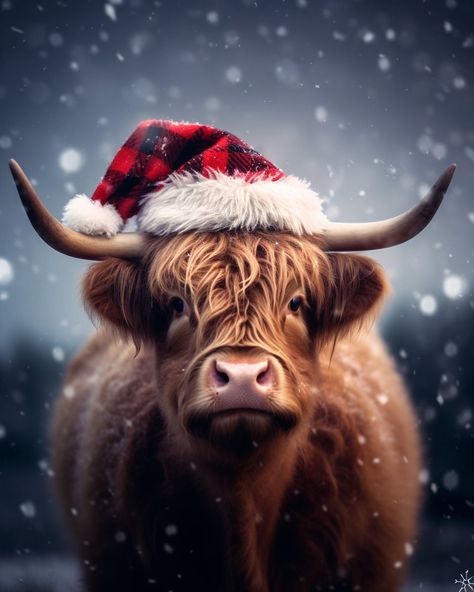 "Instant Download - Highland Cow in Christmas Cheer - Printable Wall Decor Bring a touch of whimsy and festive spirit to your home with this charming Highland Cow Christmas Portrait! Perfect for anyone who adores these shaggy beauties and wants to add a unique flair to their holiday decor. This digital download allows you to easily print at home or at your local print shop and have your Highland Cow dressed in holiday finery up on your wall in no time! ABOUT THIS ITEM Digital Download: This is a Highland Cow Christmas Pictures, Highland Cow Christmas Wallpaper, Christmas Cow Wallpaper, Cow Christmas Decor, Highland Cow Pictures, Christmas Decor Wall, Elk Pictures, Highland Cow Christmas, Christmas Highland Cow