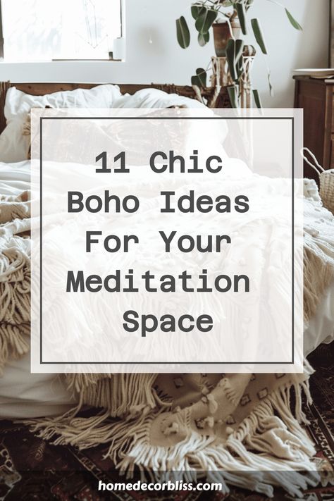 Discover 11 chic and boho-inspired ideas to elevate your meditation space. Create a calming oasis in your home with these beautiful decor suggestions that will help you find inner peace and serenity. Embrace the bohemian aesthetic and transform your meditation area into a tranquil retreat that enhances mindfulness and relaxation. Whether you prefer earthy tones, natural materials, or dreamy textiles, these ideas will inspire you to infuse your space with warmth and harmony. Rug For Yoga Room, Small Boho Home Ideas, Wellness Center Decor Ideas, Self Care Area In Room, Office With Meditation Space, Creating A Zen Space, Meditation Room Ideas Decor Small Spaces, Cozy Yoga Corner, Zen Office Space Meditation Rooms