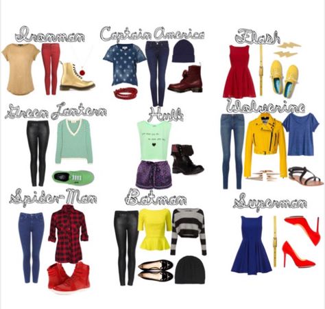 A fashionable Superhero everyday of the week Hero Inspired Outfits, Superhero Inspired Outfits, Marvel Bounding, Movie Character Outfits, Bond Outfits, Marvel Inspired Outfits, Disney Bound Outfits Casual, Disneybound Outfits, Comic Clothes