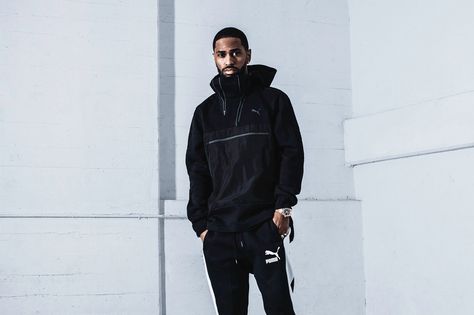 PUMA Big Sean Classics Custom Puma Outfits, Melanin Skin, Puma Outfit, 20s Style, Flannel Fashion, School Portraits, Men Photoshoot, Big Sean, Celebrity Dads