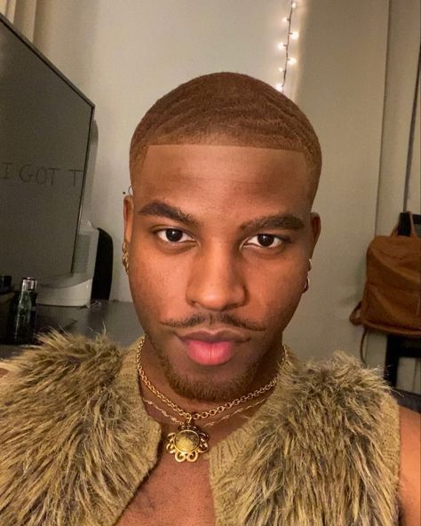 Black Ginger Hair Men, Men Hair Colors Ideas, Black Man Hair Dye, Short Dyed Hair Men Black, Hair Color Ideas For Brown Skin Tone Men, Hair Dye Ideas For Short Hair Men, Black Man With Dyed Hair, Brown Hair Men Black, Hair Color Ideas For Black Hair Men