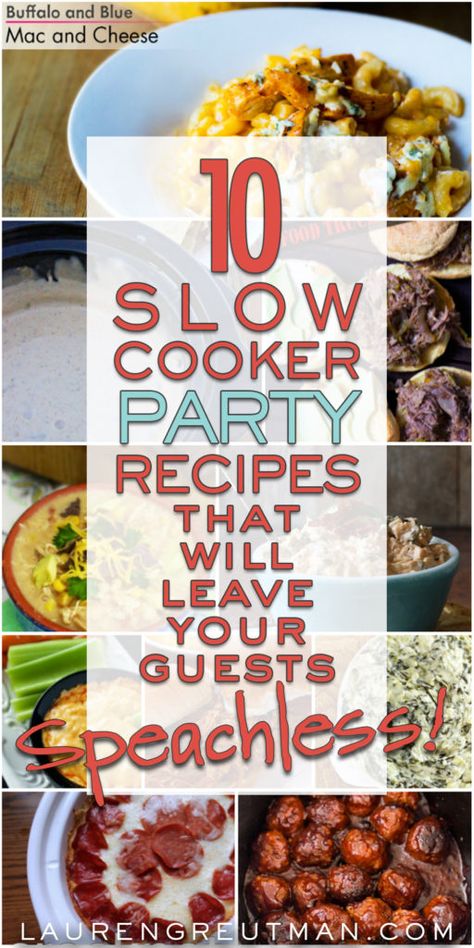 These 10 crockpot super bowl recipes will leave your guests speachless! Super Bowl Crockpot, Slow Cooker Party Food, Super Bowl Food Crockpot, Crockpot Potluck, Super Bowl Recipes, Crockpot Appetizers, Healthy Superbowl Snacks, Entertaining Food, Crockpot Cooking