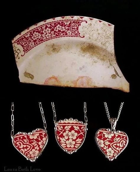 Creating Jewelry From Broken Antique China, Glass - Antique Trader Broken China Jewelry Tutorial, Broken China Jewelry Diy, Broken Pottery Jewelry, Broken China Crafts, China Crafts, China Pottery, Journal Jewelry, Three Necklaces, Broken China Jewelry