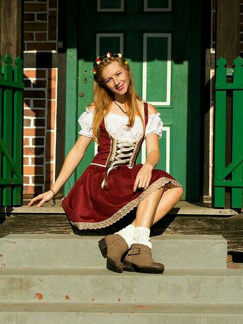 Octoberfest Women, Austrian Style, Scandinavian Dress, Beer Maid, German Girls, Oktoberfest Outfit, Beer Girl, Girl Red Dress, German Girl