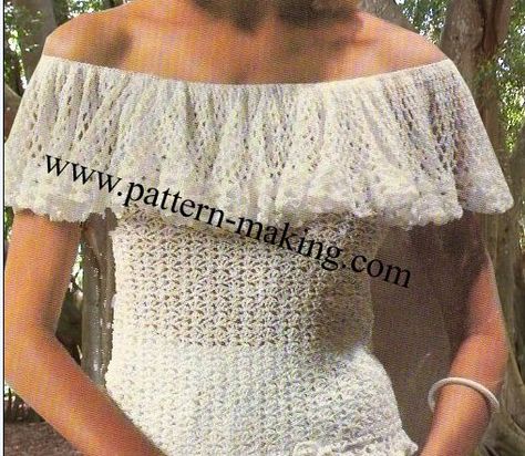 wwwpattern-makingcom04-nov-02-2018 Ruffle Collar Top, Ruffle Collar Shirt, Crochet Ruffle, Crochet Summer Tops, Crochet Clothing, Crochet Woman, Crochet Stitches Patterns, Ruffle Collar, Collar Top