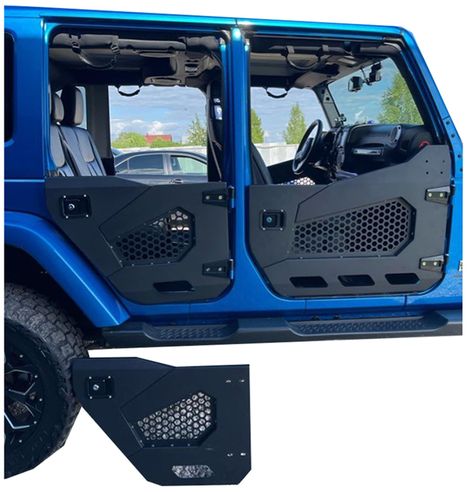 PRICES MAY VARY. Fitment- W rangler JK Summer Doors Fit for Je ep W rangler Unlimited 2007 ~ 2018 JKU 4-Door. Tough and Durable- 1. Manufactured from durable 1/8" steel sheet and 1 1/4"X0.08" steel tube to ensure sufficient strength. 2.Jeep doors install easily using adjustable hinge pins and latch plates which ensure a precise fit. 3. Coated with textured black powder coating, not easy to be corroded. Simple Bolt-on Installation- A quick installation with factory style door hinge pins that slid Four Door Jeep, Tube Doors, Jeep Doors, Car 4x4, Custom Jeep Wrangler, Half Doors, Custom Jeep, 4x4 Off Road, Jeep Accessories