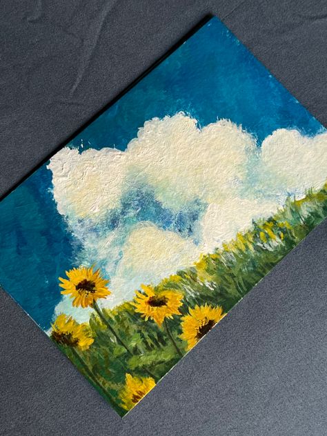 Studio Ghibli Sunflower, Ghibli Painting Ideas Easy, Ghibli Inspired Painting, Ghibli Easy Painting, Acrylic Painting Studio Ghibli, Studio Ghibli Oil Pastel, Easy Ghibli Painting, Ghibli Studio Painting, Studio Ghibli Canvas Painting