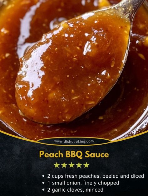 Tasty Cooking - easy & yummy | Here’s a recipe for Peach BBQ Sauce with detailed instructions: | Facebook Peach Bbq Sauce Recipe, Peach Bbq, Peach Sauce, Ketchup Recipe, Hot Sauce Recipes, Cooking Easy, Fresh Peaches, Bbq Sauce Recipe, Dry Rub