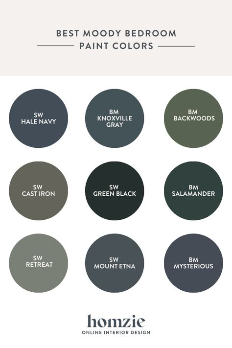 Best Bedroom Paint Colors — Homzie Designs Men’s Room Paint, Bedroom Paint Colors Black Furniture, Dark Den Paint Colors, Nightwatch Paint Color, Dark Cozy Bedroom Paint Colors, Men’s Bedroom Paint Colors, Rich Colors Bedroom, Dark Color Bedroom Ideas Paint Colours, Male Bedroom Paint Colors