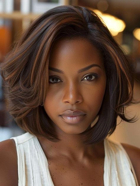 Chic Bob Hairstyles for Black Women: Choppy, Curly, Layered, and More Short Hairstyles For Women Over 50, Layered Bob Hairstyles For Black Women, Short Curly Weave Hairstyles, Long Weave Hairstyles, Balayage Long Hair, Trendy Bob, Chic Bob, Hype Hair, Hairstyles Bob