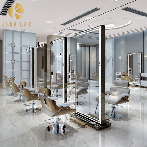 Hair Salon Mirror, Luxury Beauty Salon, Parlour Design, Salon Mirror, Hair Stations, Salon Mirrors, Salon Stations, Double Sided Mirror, Beauty Salon Decor