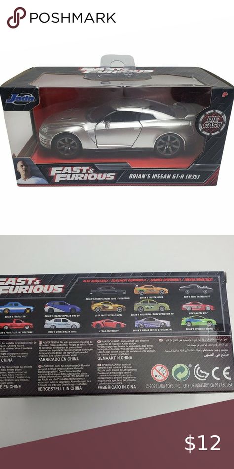 Fast & Furious Brian's Nissan GT-R Die Cast Car Silver 1:32 Scale by Jada Toys Fast And Furious Toy Cars, Fast Furious, Cars Movie, Nissan Gt-r, Gt R, Paul Walker, Toy Cars, Dream House Decor, Fast And Furious