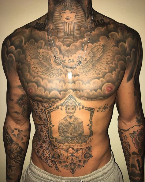 Chest Tattoo Men Ideas Clouds, Chest Tattoo Pieces For Men, Chest Piece Tattoos Mens Clouds, Cloud Chest Tattoo Men, Chest Tattoo Men Ideas Full, Chest Tattoo Men Ideas Black Man, Chest Tattoos Men, Chest Tattoo Clouds, Mens Chest Tattoos