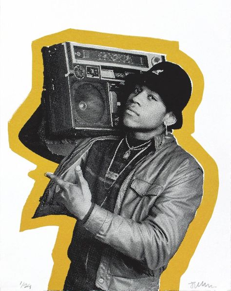 Janette Beckman Street Art Portrait Print: Ll Cool J 2017 Fulton Street, San Francisco Art, Cartoon Strip, 90s Hip Hop Fashion, Ll Cool J, Underground Hip Hop, San Francisco Museums, Chicago Art, Silkscreen Print