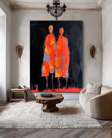 🌹 Artwork Interior Design, Abstract Art Gallery Wall, Large Abstract Painting Modern, Art For Large Wall Space, Large Canvas Painting Ideas Acrylics, Big Art Pieces Living Room, Bright Art Painting, Acrylic Painting Abstract Modern, Big Canvas Painting