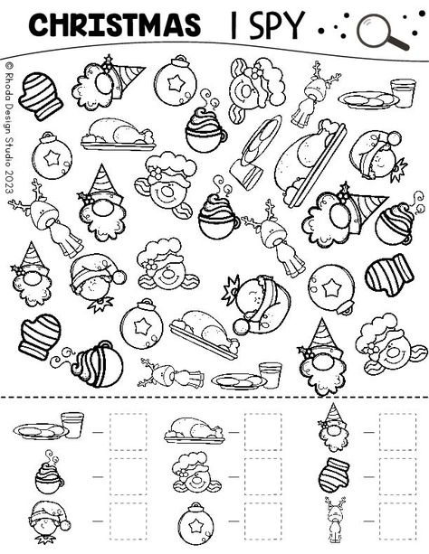 Free Christmas ISpy Printables and Worksheets Fun Christmas Activities, Kids Focus, Writing Tasks, Learning Tools, Christmas Activities, Hidden Treasures, Free Christmas, Winter Theme, A Sea