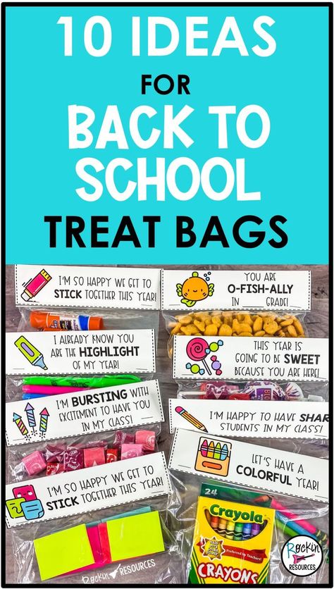 In this post, I’m going to show you an easy, exciting, and affordable way to win your students over the moment they enter your classroom! Here are 10 fun labels for back-to-school treat bags and how to use them! Use a variety throughout the year or do different ones from year to year! I created all the labels in two styles. One can be stapled onto a baggie (snack baggie, sandwich baggie, or square 4X4 baggie) and the other can be hole-punched and tied to the treat. Which one is your favorite? Welcome Back To School Treats For Students, Beginning Of The Year Gifts For Students Back To School, Back To School Gift For Preschoolers, School Classroom Snacks, 1st Day Of School Treats For Students, Welcome Treats For Students First Day, 1st Day Gifts For Students, Back To School Treat Bags For Students, Welcome Goodie Bags Back To School