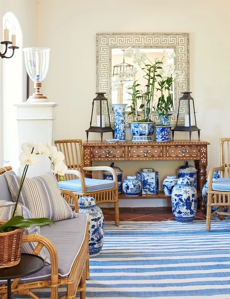 Chinoiserie Chic: Can You Have Too Much Blue and White Porcelain? Mark Sikes, Blue And White Decor, Mark D Sikes, Savvy Southern Style, Blue And White Chinoiserie, Blue White Decor, Chinoiserie Chic, Blue And White China, White Rooms