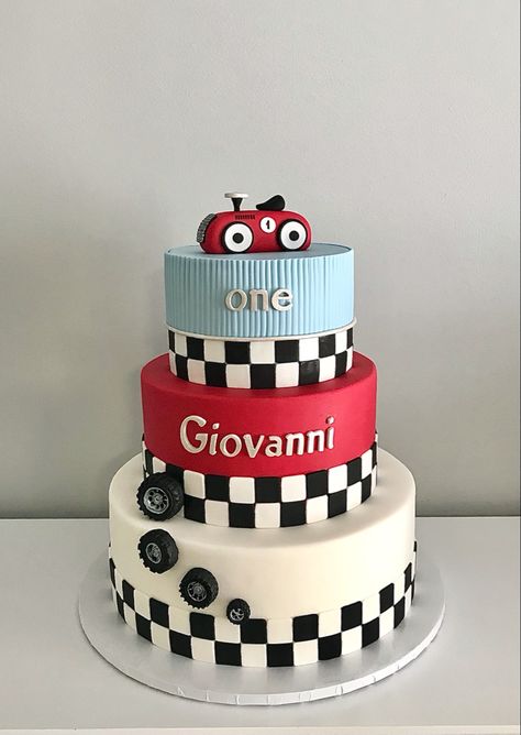 Vintage Race Car Cupcakes, Car Cake 1st Birthday, Race Theme Birthday Cake, Fast One Birthday Party Theme Cake, Race Car Theme Birthday Cake, Fast One Cake Ideas, Vintage Race Car Birthday Cake, 2 Fast 2 Furious Birthday Cake, Fast One Birthday Party Cake