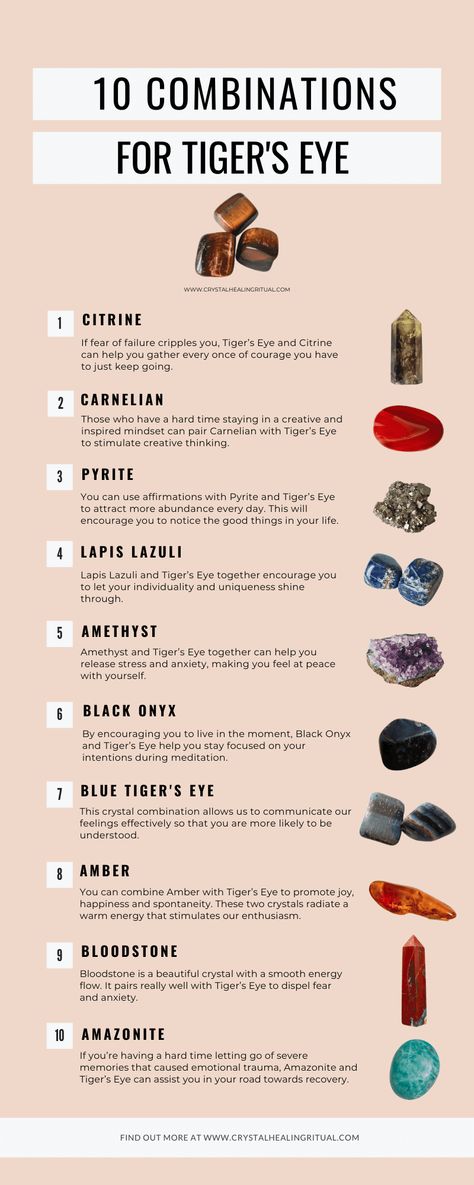 Crystal Combinations, Best Healing Crystals, Gemstones Chart, Crystal Healing Chart, Tiger Eye Crystal, Crystals Healing Properties, Spiritual Crystals, Power Crystals, Crystal Healing Stones