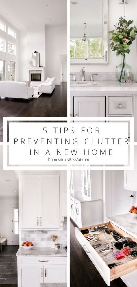 5 tips for preventing clutter in a new home while unpacking from a move. | Cleaning tips for a new home with organizing hacks that will help you declutter your life! | Moving hacks & unpacking tips to help you quickly get settled into a home home.  | How to declutter your new home. | How to unpack into a new home without clutter. | Unpacking tips to help you move with ease. | Unpacking hacks for less clutter. | How To Unpack Your Kitchen, Moving Into A New House Organizing, Tips When Moving Into A New Home, Unpacking Kitchen After Moving, New Home Tips And Tricks, How To Move Into A New House, Organizing A New Home, Organizing New Home, Moving Into A New Build House