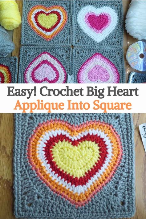 In this video tutorial Lyza, the creator, shows us how to make a square with a big heart in the middle, this project can work for us to make some nice blankets or to make a big tablecloth, it can also be used for a nice sweater, anyway the possibilities they are endless, you just have to have a lot of creativity and put a lot of effort into it. It is a simple project, it can be carried out by beginners, a few days ago we published the post on how to make the big heart, having these... Nice Blankets, Heart Granny Square, Granny Square Pattern Free, Heart Quilt Pattern, Heart Applique, Crochet Heart Pattern, Valentines Patterns, Crochet Bag Pattern Free, Blanket Ideas