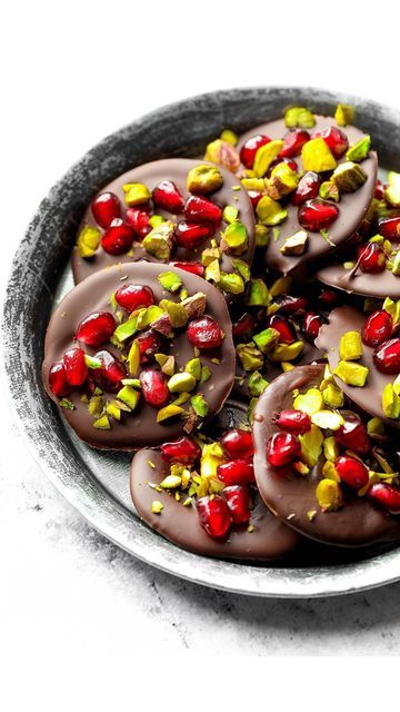 Pomegranate Food, Dark Chocolate Pomegranate, Pomegranate Pistachio, Pomegranate Chocolate, Chocolate Pomegranate, High Cholesterol Foods, Brownie Trifle, Pomegranate Recipes, Uk Recipes