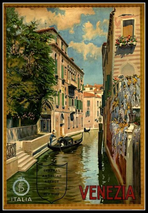 Art Print Venice Travel Poster Print, 1920s 8 x 10 Vintage Italian Posters, Vintage Postcards Travel, Italian Posters, Italy Poster, Postal Vintage, Tourism Poster, Travel Ads, Travel Art Print, Venice Italy Travel