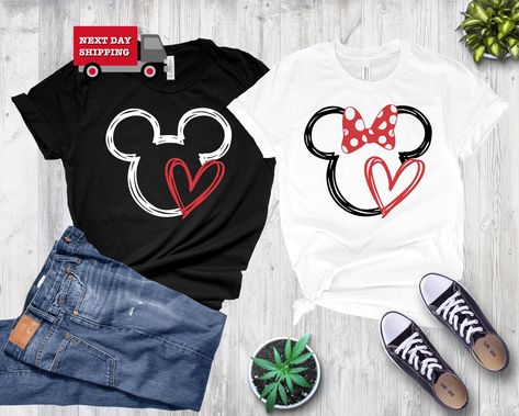 Mickey Minnie Heart Love Scribble Silhouette T Shirt, Disney Couple Matching Shirts, Mickey Mouse TShirt, Cute Mickey Minnie Valentine Shirt Mickey Mouse Tshirt, Disney Couple, Disney Etsy, Valentine Shirt, Disney Lover, Couple Matching, Heart Love, Mickey Minnie, Matching Shirts