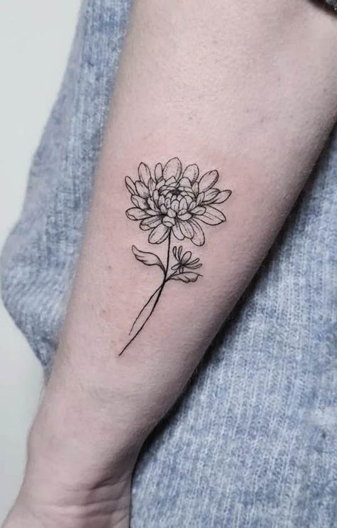 Mum Flowers Tattoo, November Birth Flower Tattoo, Chrysanthemum Flower Tattoo, Marigold Tattoo, Mum Tattoo, November Birth Flower, Our Mindful Life, Chrysanthemum Tattoo, Bouquet Tattoo