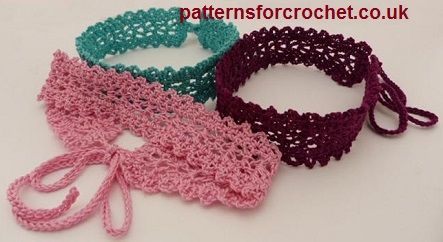 Free crochet pattern for choker necklace http://www.patternsforcrochet.co.uk/choker-usa.html #patternsforcrochet Choker Patterns, Crocheted Headbands, Patterns For Crochet, Crochet Choker, Crochet Necklace Pattern, Crochet Jewelry Patterns, Crochet Hair Accessories, Crochet Goodies, Crochet Collar