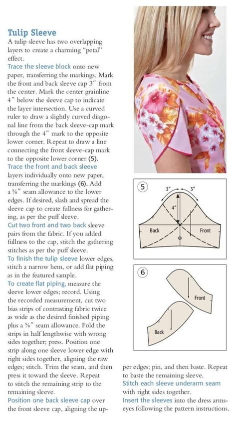 Pola Blus, Sewing Sleeves, Sewing Blouses, Sew Ins, Tulip Sleeve, Blouse Pattern Sewing, Easy Sewing Patterns, Diy Sewing Clothes, Sewing Lessons