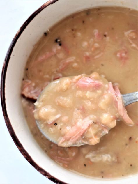 Instant Pot Navy Bean Soup - Let Them Eat Gluten Free Cake Navy Beans Soup, Instant Pot Beans And Ham Hocks, Navy Bean And Ham Soup Instant Pot, Navy Bean Soup Instant Pot, Navy Beans Instant Pot, Instant Pot Navy Beans, Navy Beans And Ham, Bean And Sausage Soup, Navy Bean Soup