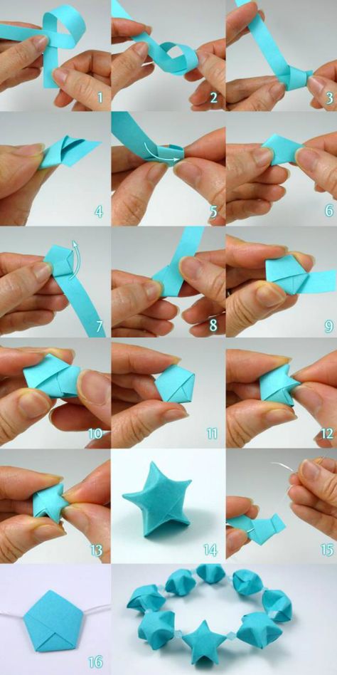 Learn to make folded paper stars via this tutorial by Cecelia Louie. More info at the link. #luckystars #foldedstar #papercraft #paperfolding #origamistar Origami Stella, Folded Paper Stars, Origami Lucky Star, Kraf Kertas, Tutorial Origami, Folding Origami, Instruções Origami, Origami 3d, Crafts Origami