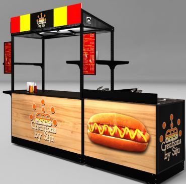 Hot Dog Carts Mobile Food Cart Design Ideas, Hot Dog Stand Ideas, Hot Dogs Negocio Ideas, Gerobak Jualan, Food Stall Design, Street Food Design, Gerobak Dorong, Mobile Food Cart, Cart Design