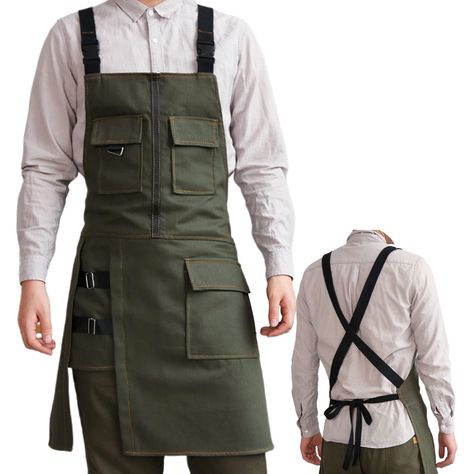 Barista Outfit, Barista Outfits, Tattoo Hair, Barber Tattoo, Barista Apron, Branded Aprons, Outfit References, Split Legs, Leather Apron