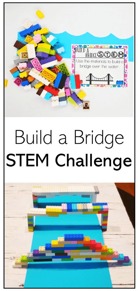 Build a Bridge STEM Challenge Kindergarten Stem Challenges, Bridge Stem Challenge, Lego Stem Challenge, Lego Bridge, Stem Challenges Elementary, Kindergarten Stem, Elementary Stem Activities, Activities Elementary, Build A Bridge