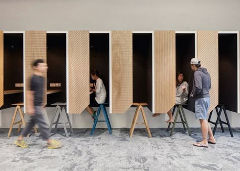 Airbnb Office, Office Booth, Coworking Space Design, Phone Booth Office, Startup Office, Coworking Office, Airbnb Design, Office Space Design, Corporate Interiors