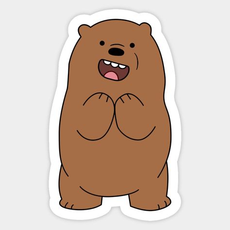 We Bear Bears Stickers Printable, We Bear Bears Stickers, Grizzly Bear We Bare Bears, Bear Cartoon Drawing, Simple Sticker Design, Beige Stickers, Grizzly Bear Drawing, Bears Cartoon, Boy Stickers