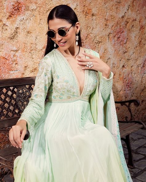 DILRUBA - A Girl with the Flair for Style and Elegance The mint green and aqua blue ombre-dyed Anarkali exudes freshness and charm. Adorned with delicate aari embroidery and paired with a soft silk dupatta, it’s perfect for any festive occasion. Collection available exclusively at: Our website: www.priyankajainofficial.com Our flagship store: Priyanka Jain, 118/b-3, ground floor, near UCO bank, Shahpurjat, New Delhi - 110049 Phone No. – 011449052806 WhatsApp/call us at : 8810430942 . . #... Aari Embroidery, Whatsapp Call, Silk Dupatta, Flagship Store, Blue Ombre, New Delhi, Anarkali, Ground Floor, Aqua Blue