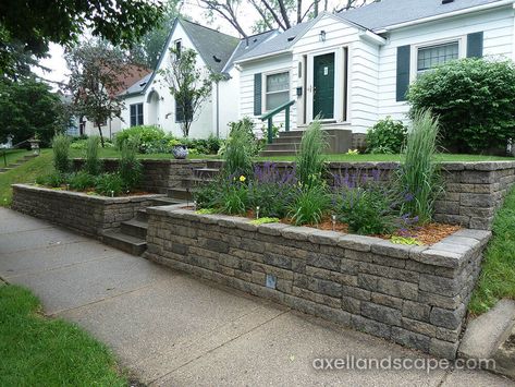 Sloped Front Yard, Wall Video, Backyard Retaining Walls, Terraced Landscaping, Building A Retaining Wall, Yard Drainage, Front Yards Curb Appeal, Landscaping On A Hill, Garden Retaining Wall