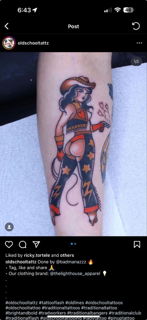 Traditional Tattoo Pin Up, Old School Ink, Cowgirl Tattoos, Traditional Tattoo Old School, Traditional Tattoo Inspiration, Pin Up Girl Tattoo, Punk Tattoo, Western Tattoos, Clever Tattoos