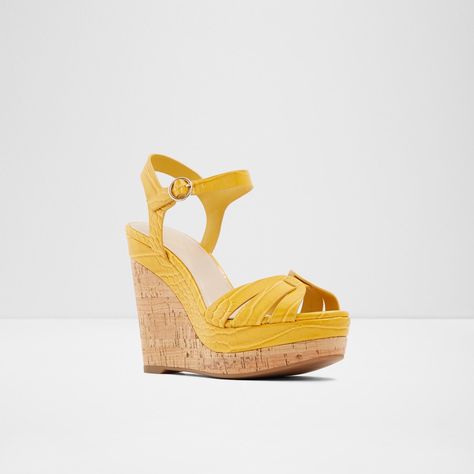 Yellow Wedge Sandals, Yellow Wedges, Sandal Platform, Platform Sandals Heels, Platform Wedge Sandals, Shoes Heels Pumps, Vegan Shoes, Womens Wedges, Pretty Shoes