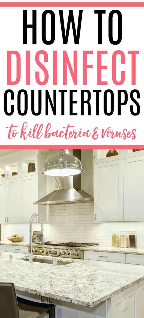 Keep your kitchen clean from viruses with this simple tip on how to disinfect countertops. Use bleach or rubbing alcohol to disinfect and clean. Modern Homemaking, Counter Cleaner, Dollar Diy, Clean Countertops, Shower Cleaning, Homemade Cleaning Supplies, Cleaning Inspiration, Homemaking Tips, Counter Clean