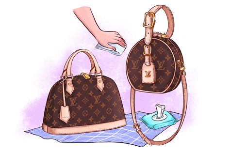 The complete guide, simplified in 3 easy steps, on how to remove dirt buildup and water stains on Louis Vuitton's Vachetta leather! Clean Leather Purse, Handbag Repair, Remove Water Stains, Louie Vuitton, Bag Illustration, Lv Purse, Water Stains, Leather Cleaning, Louis Vuitton Bag Neverfull