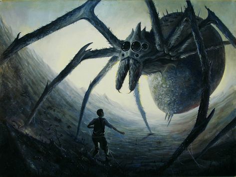 Spider Creature Concept Art, Shelob Art, Giant Spider Fantasy Art, Giant Spider Art, Giant Spiders, High Fantasy Books, Huge Spiders, Spider Illustration, Spider Drawing